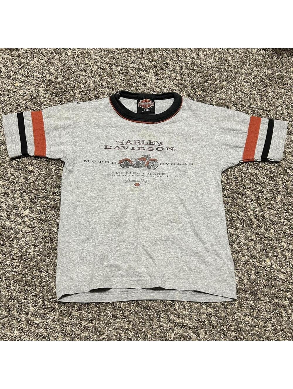Kids Vintage Harley Davidson Jersey Tee Shirt Size S 6/8 Motorcycle